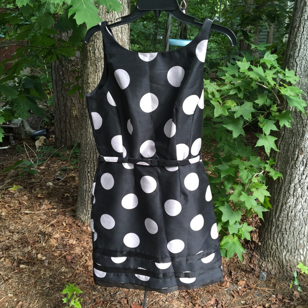 Just Taylor belted polka dot cocktail dress